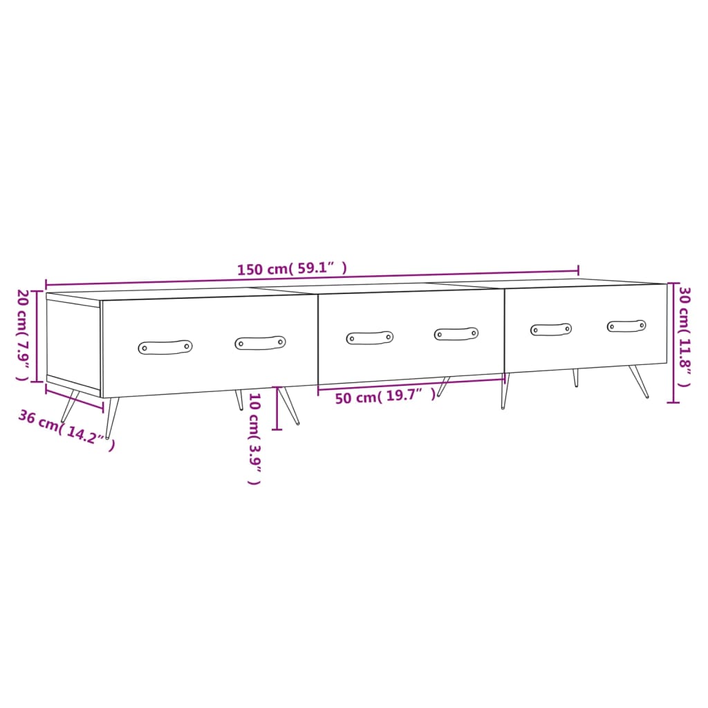Έπιπλο Τηλεόρασης Λευκό 150 x 36 x 30 εκ. Επεξεργασμένο Ξύλο