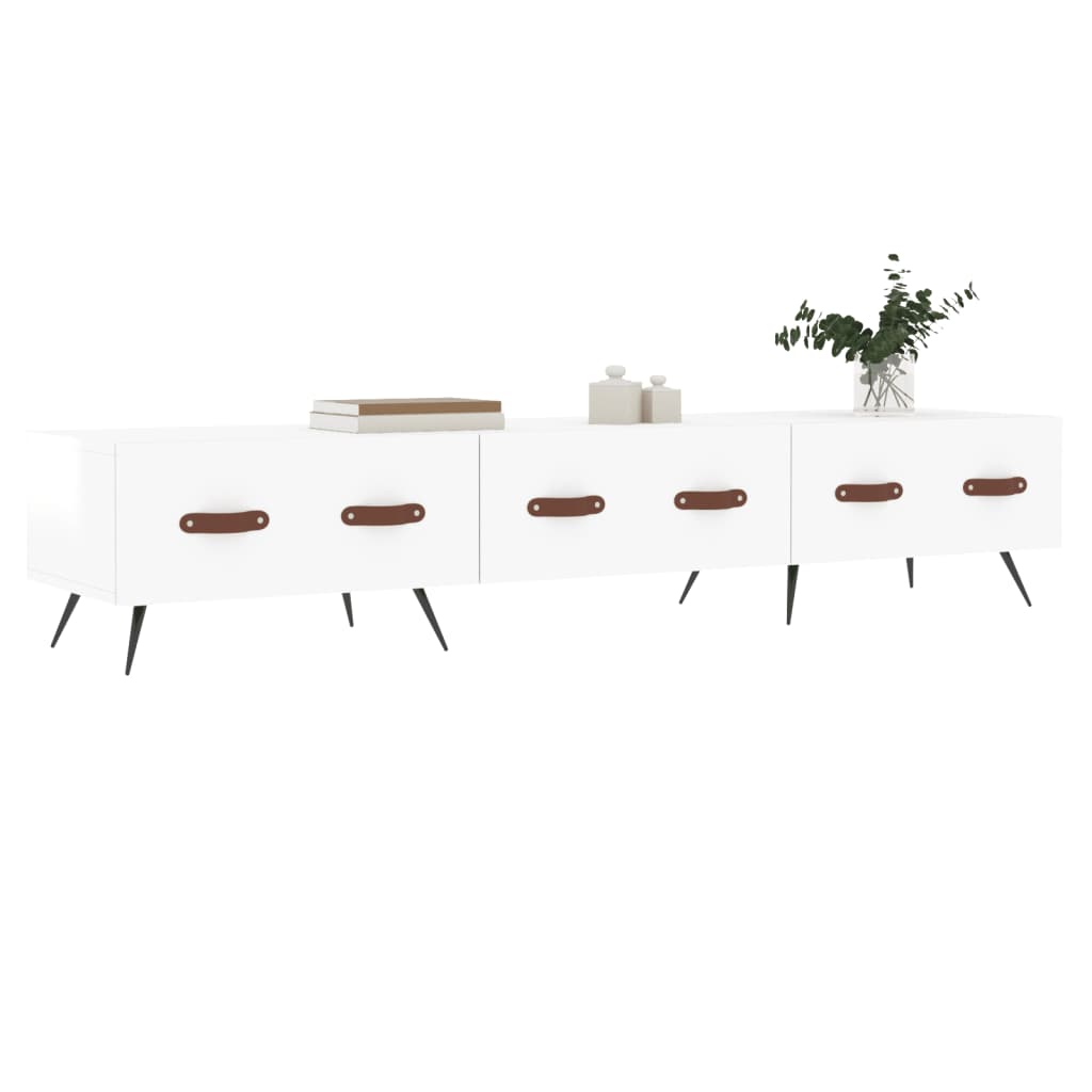Έπιπλο Τηλεόρασης Γυαλ. Λευκό 150x36x30 εκ. Επεξεργασμένο Ξύλο