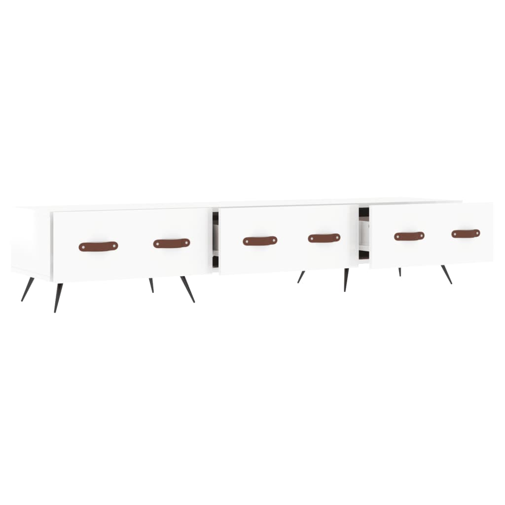 Έπιπλο Τηλεόρασης Γυαλ. Λευκό 150x36x30 εκ. Επεξεργασμένο Ξύλο