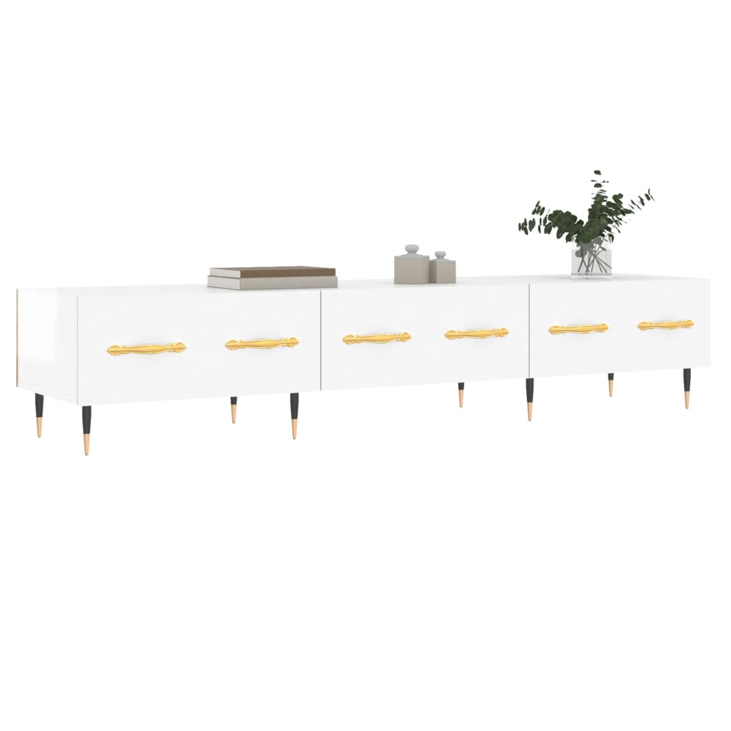 Έπιπλο Τηλεόρασης Γυαλ. Λευκό 150x36x30 εκ. Επεξεργασμένο Ξύλο
