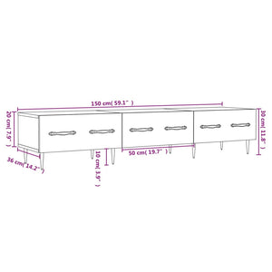 Έπιπλο Τηλεόρασης Γυαλ. Λευκό 150x36x30 εκ. Επεξεργασμένο Ξύλο