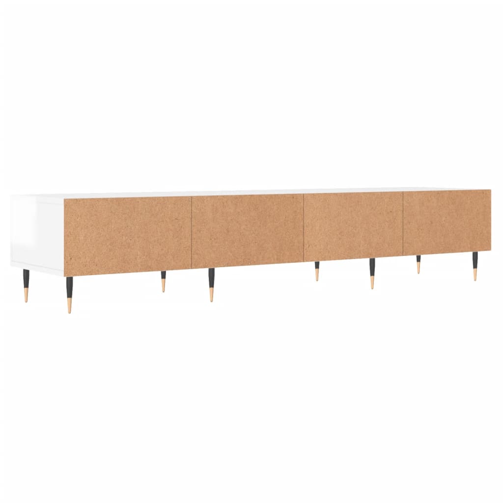 Έπιπλο Τηλεόρασης Γυαλ. Λευκό 150x36x30 εκ. Επεξεργασμένο Ξύλο