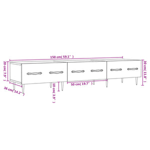 Έπιπλο Τηλεόρασης Γκρι Σκυροδέματος 150x36x30 εκ. Επεξ. Ξύλο