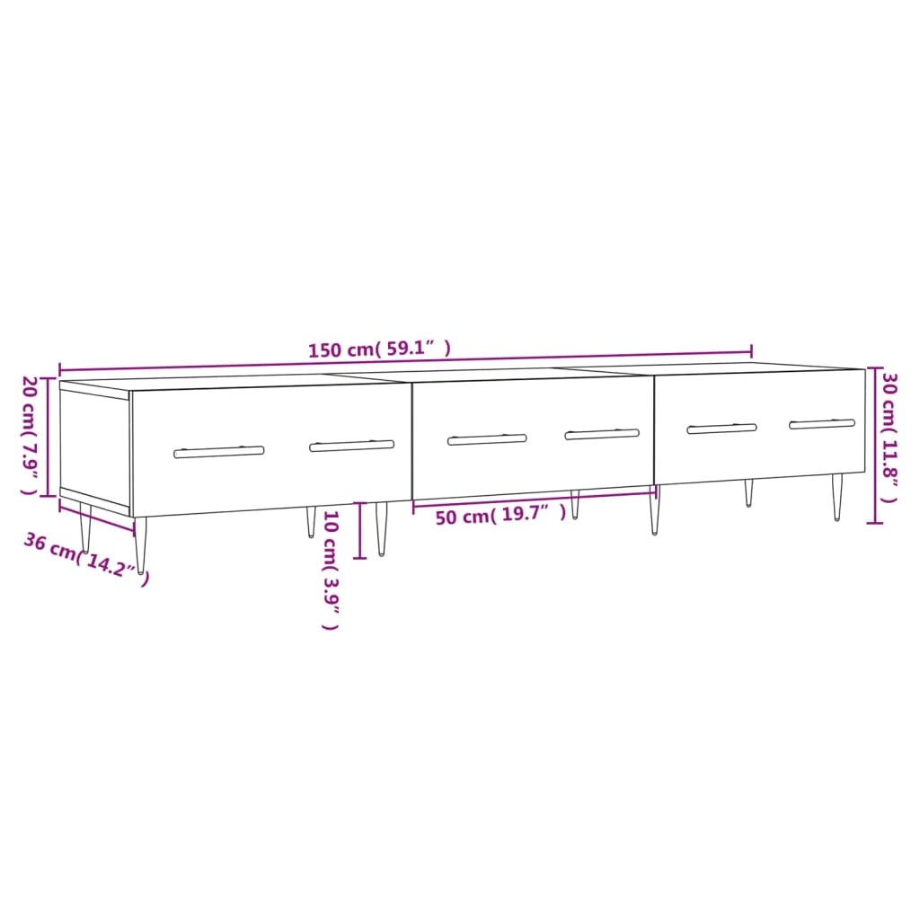 Έπιπλο Τηλεόρασης Καφέ Δρυς 150x36x30 εκ. Επεξ. Ξύλο