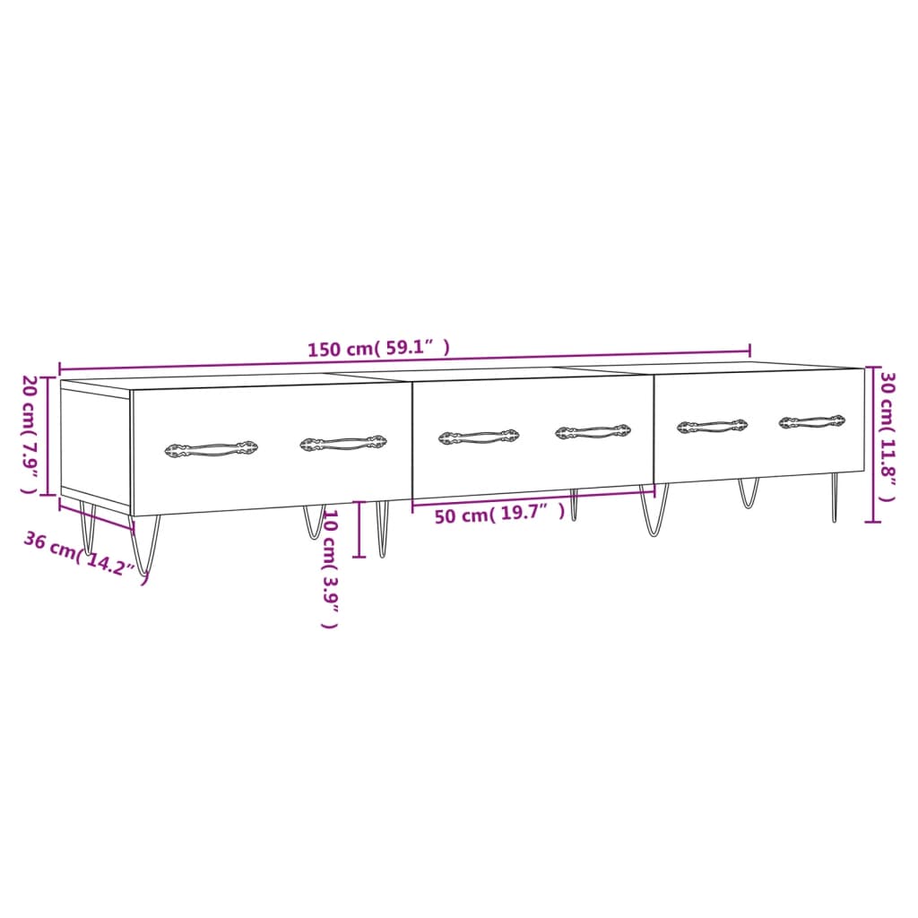 Έπιπλο Τηλεόρασης Sonoma Δρυς 150x36x30 εκ. Επεξεργασμένο Ξύλο