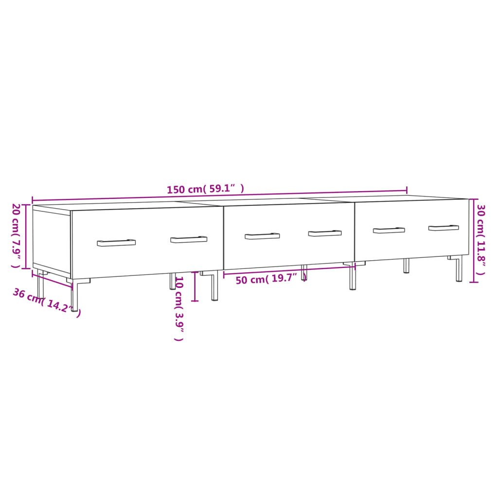Έπιπλο Τηλεόρασης Καπνιστή Δρυς 150x36x30 εκ. Επεξ. Ξύλο - Pakobazaar