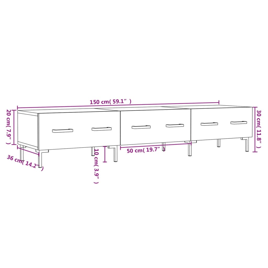 Έπιπλο Τηλεόρασης Γκρι Sonoma 150 x 36 x 30 εκ. Επεξεργ. Ξύλο