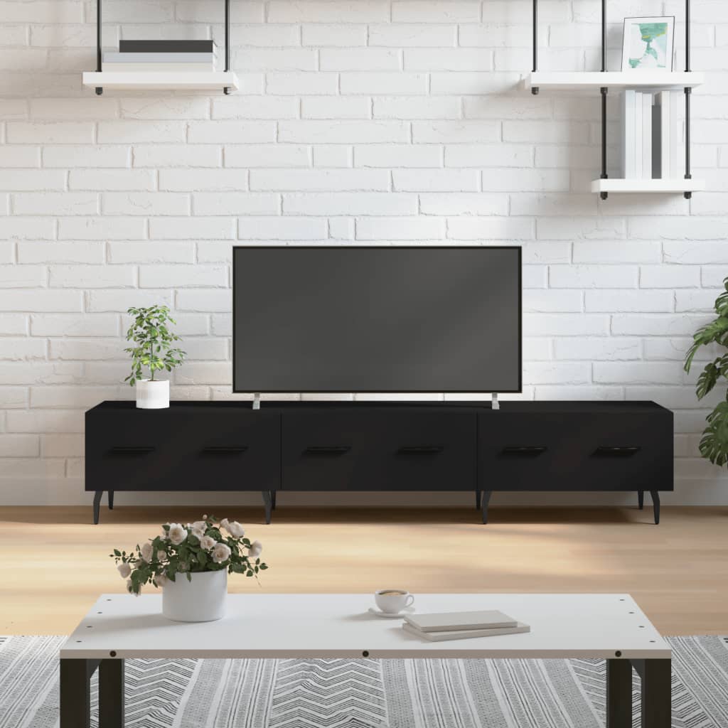 Έπιπλο Τηλεόρασης Μαύρο 150x36x30 εκ. από Επεξεργασμένο Ξύλο
