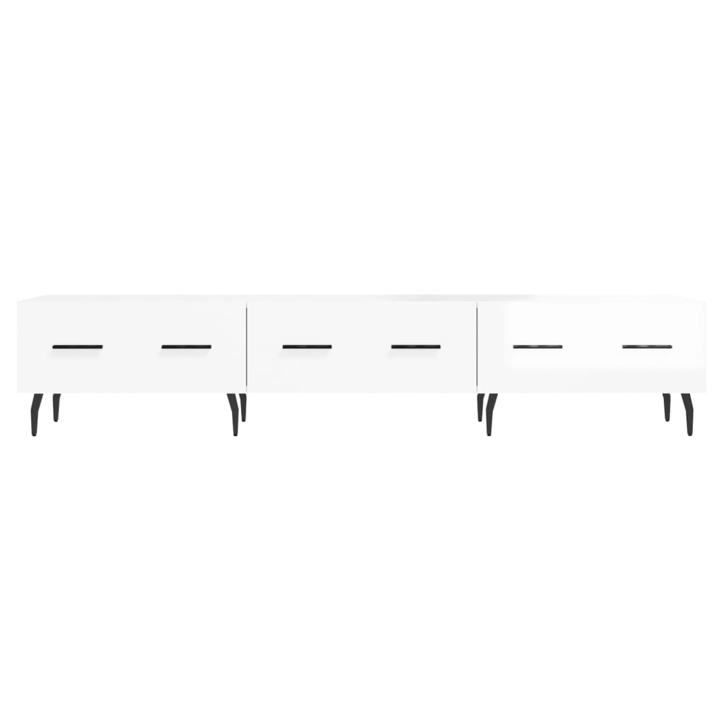 Έπιπλο Τηλεόρασης Γυαλ. Λευκό 150x36x30 εκ. Επεξεργασμένο Ξύλο