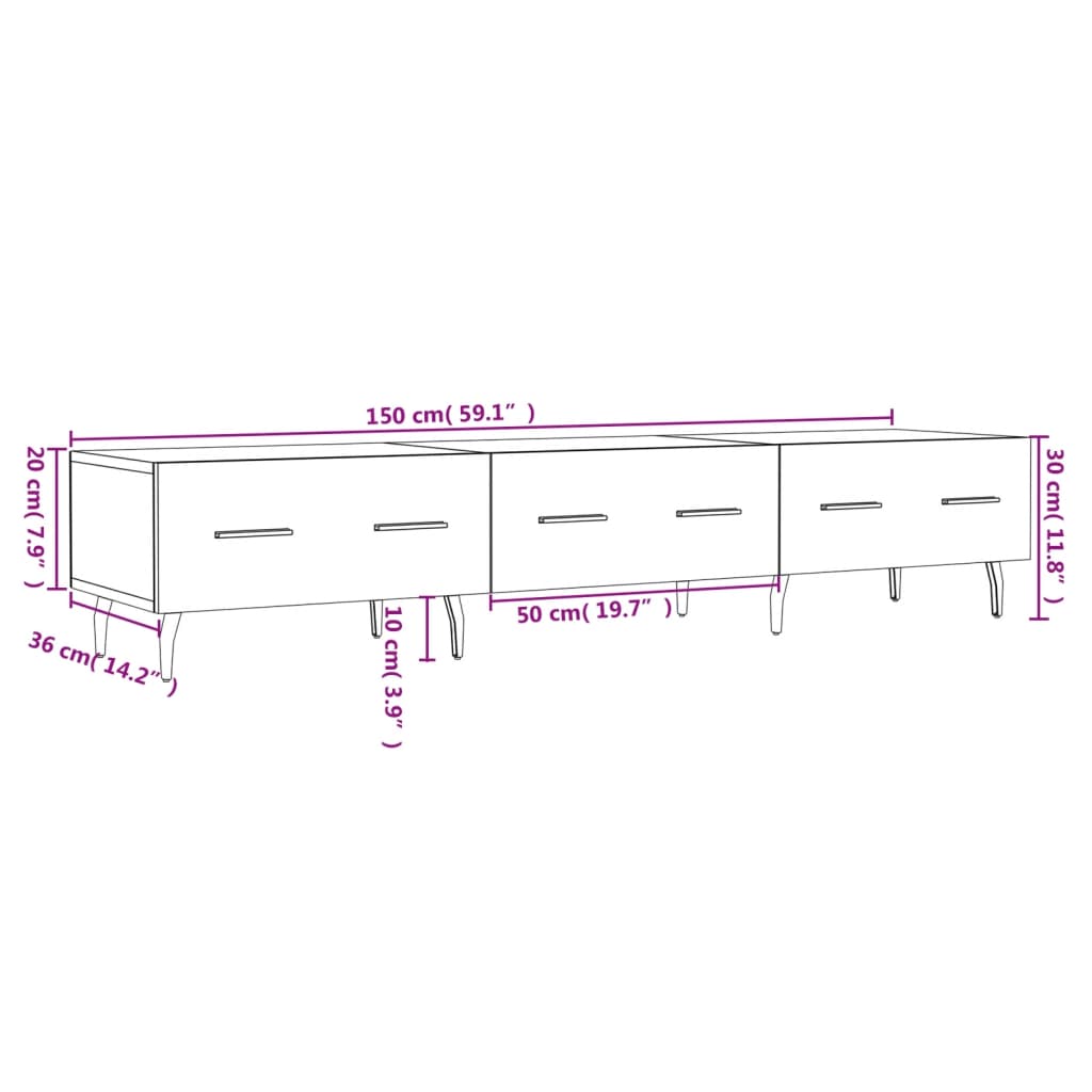 Έπιπλο Τηλεόρασης Γκρι Sonoma 150 x 36 x 30 εκ. Επεξεργ. Ξύλο