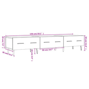 Έπιπλο Τηλεόρασης Καφέ Δρυς 150x36x30 εκ. Επεξ. Ξύλο