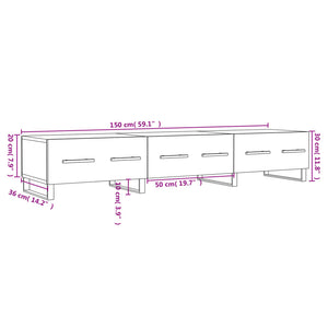 Έπιπλο Τηλεόρασης Γυαλ. Λευκό 150x36x30 εκ. Επεξεργασμένο Ξύλο - Pakobazaar