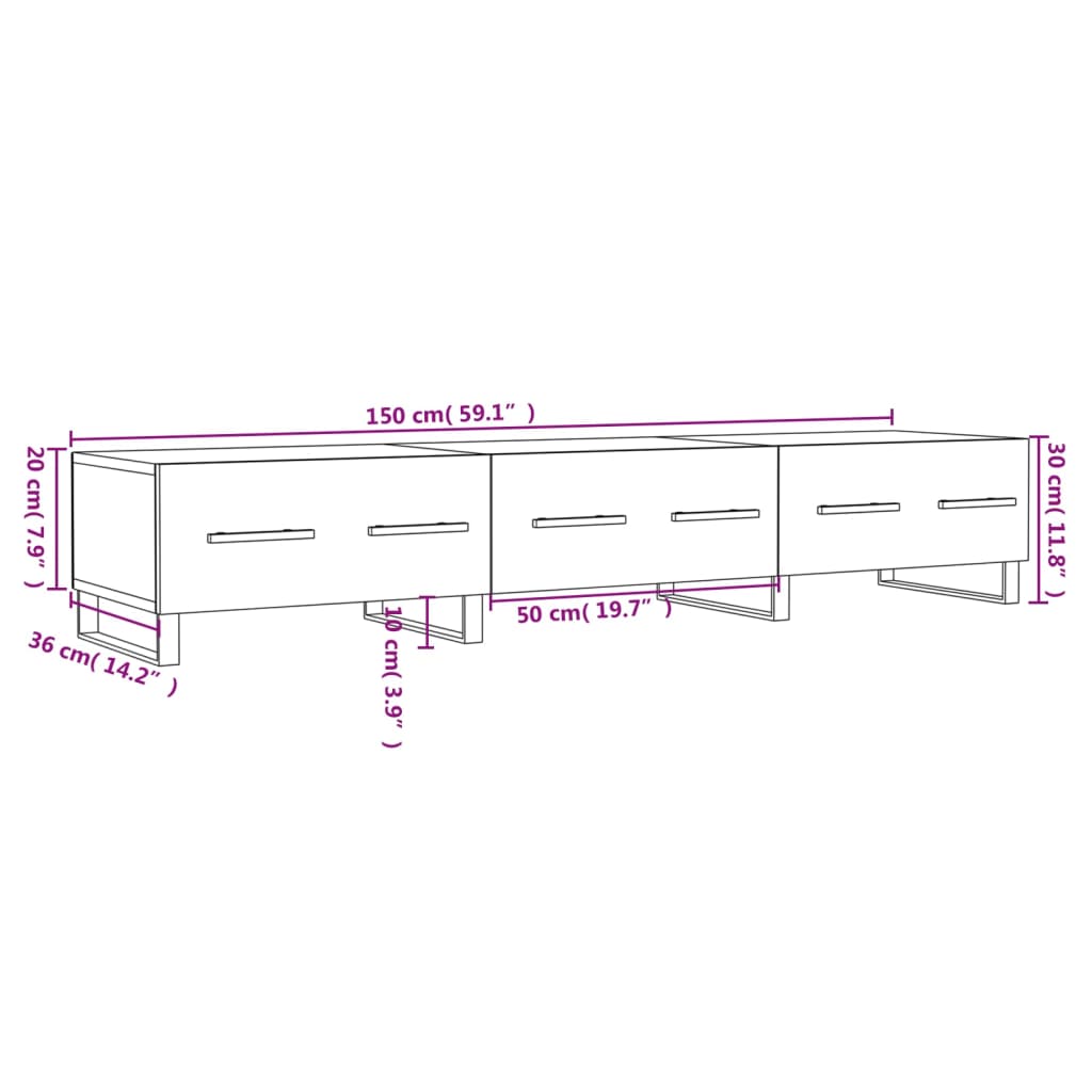 Έπιπλο Τηλεόρασης Sonoma Δρυς 150x36x30 εκ. Επεξεργασμένο Ξύλο