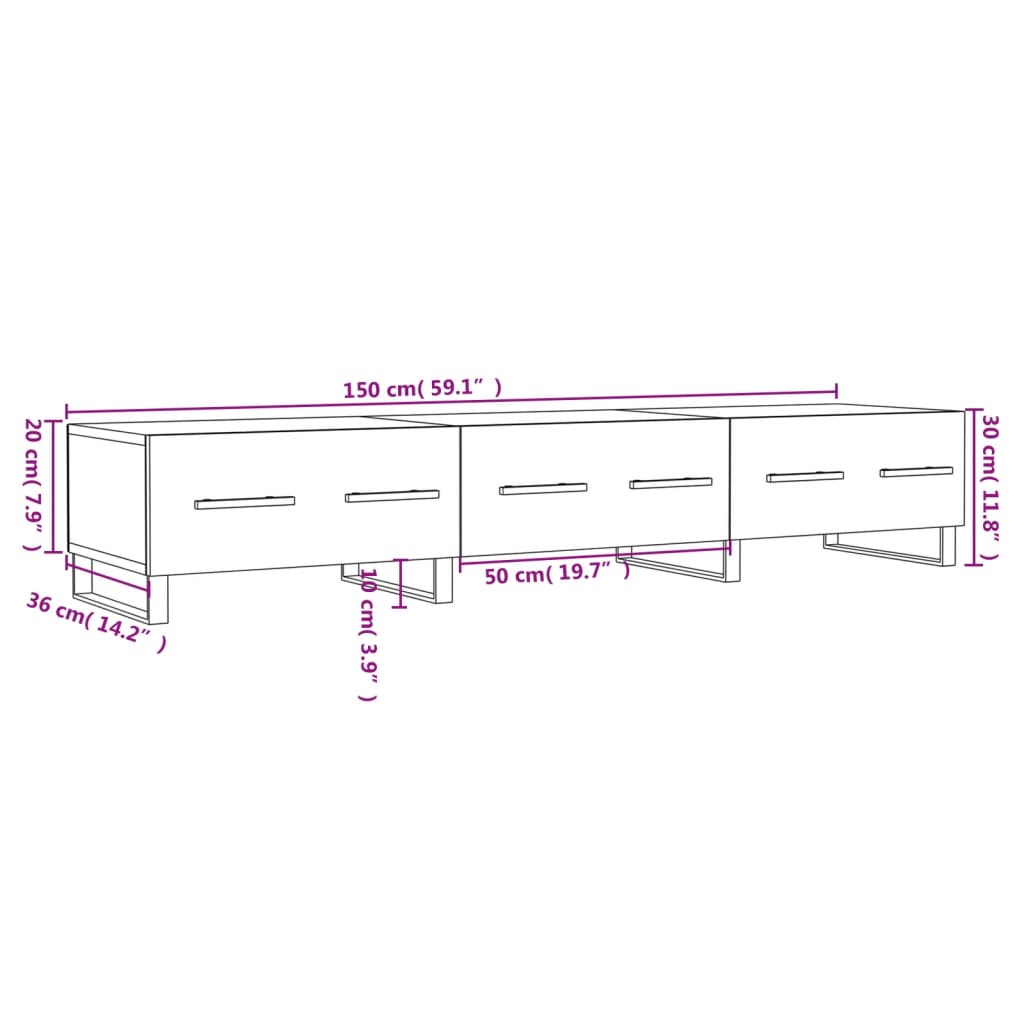 Έπιπλο Τηλεόρασης Καπνιστή Δρυς 150x36x30 εκ. Επεξ. Ξύλο