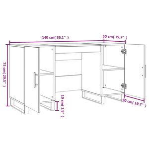 Γραφείο Γκρι Σκυροδέματος 140 x 50 x 75 εκ. από Επεξεργ. Ξύλο - Pakobazaar