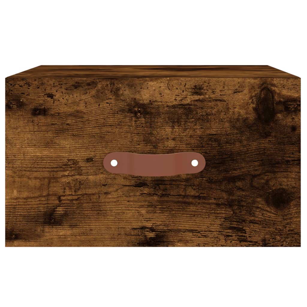 Κομοδίνα Επιτοίχια 2 τεμ. Καπνιστή Δρυς 35x35x20 εκ.