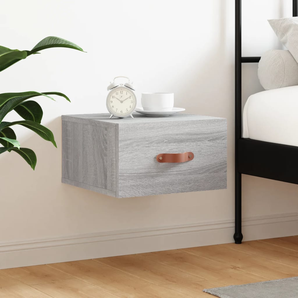 Κομοδίνα Επιτοίχια Γκρι Sonoma 35 x 35 x 20 εκ.