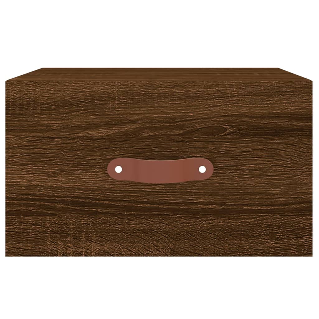 Κομοδίνα Επιτοίχια 2 τεμ. Καφέ Δρυς 35 x 35 x 20 εκ.