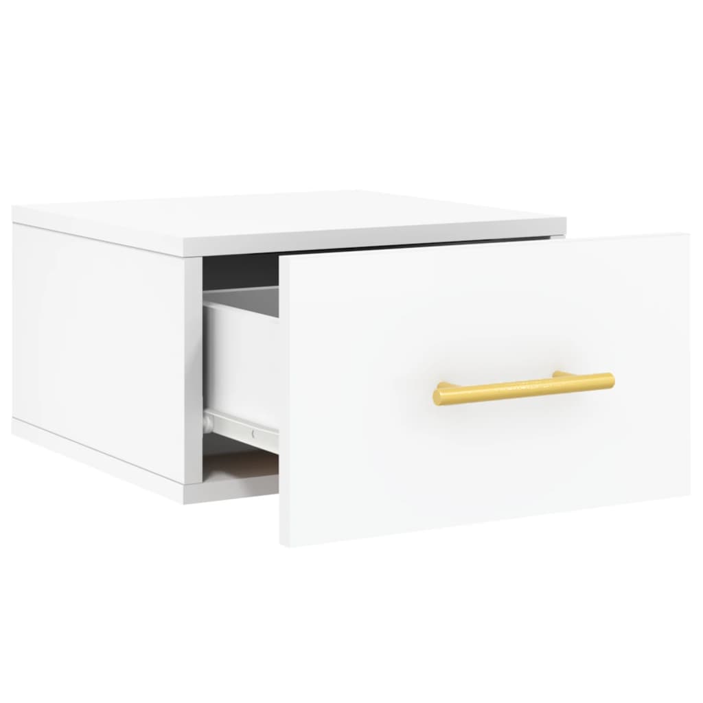 Κομοδίνα Επιτοίχια 2 τεμ. Λευκά 35x35x20 εκ. - Pakobazaar