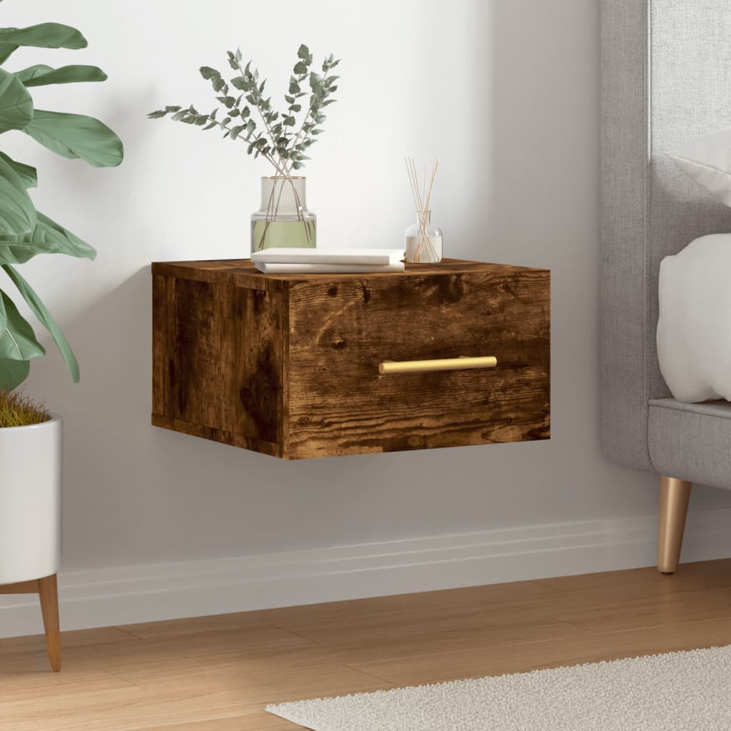 Κομοδίνο Επιτοίχιο Καπνιστή Δρυς 35 x 35 x 20 εκ.