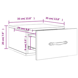 Κομοδίνο Επιτοίχιο Μαύρα 35 x 35 x 20 εκ.