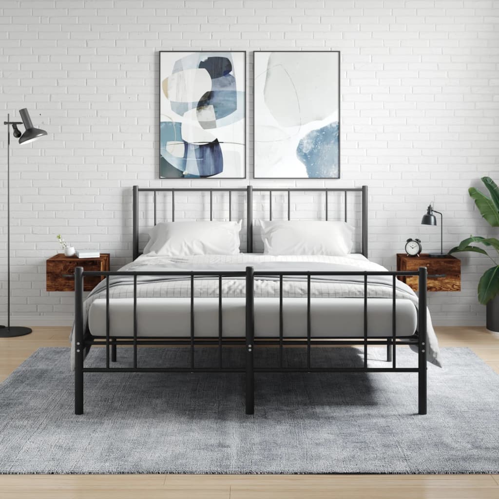 Κομοδίνα Επιτοίχια 2 τεμ. Καπνιστή Δρυς 35x35x20 εκ.