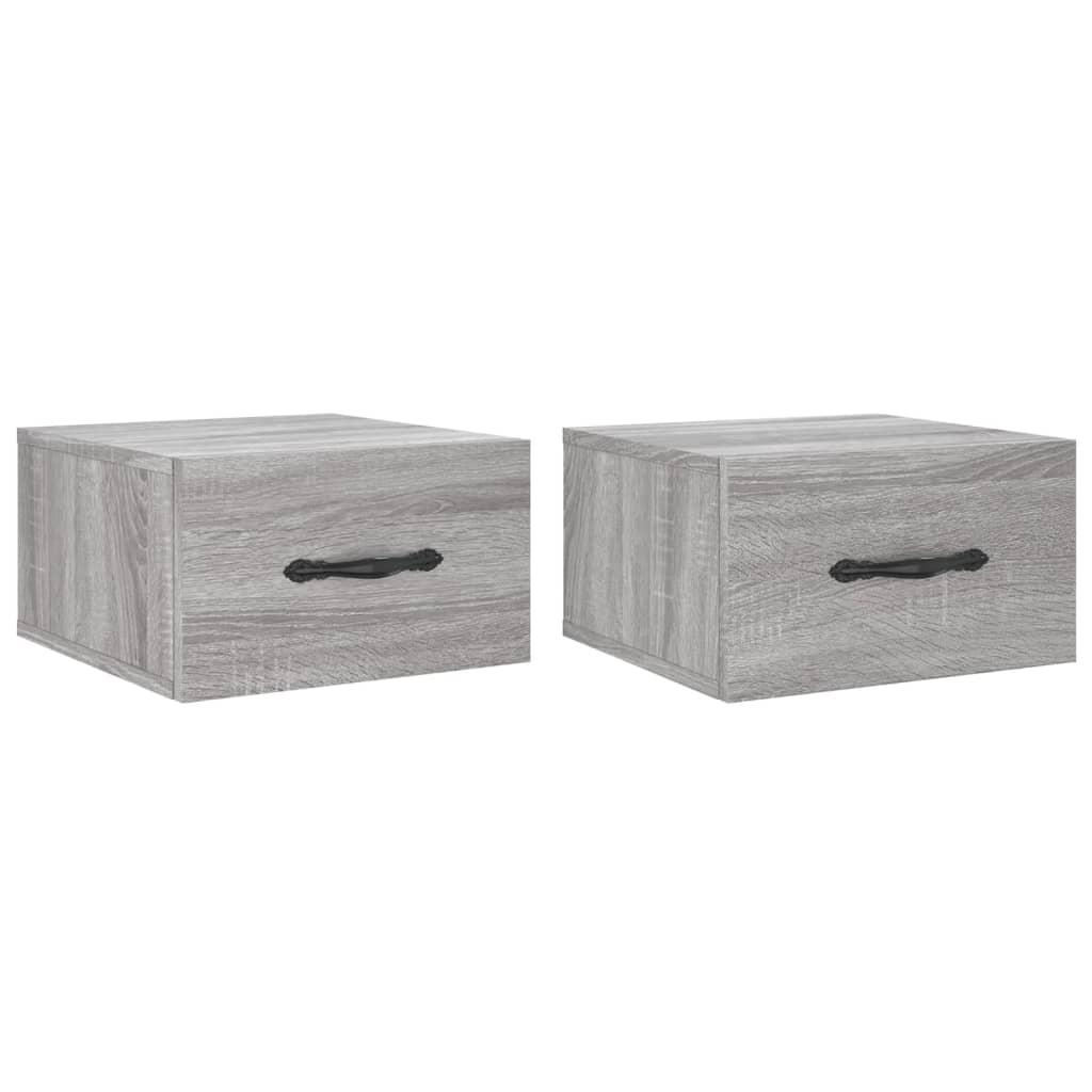 Κομοδίνα Επιτοίχια 2 τεμ. Γκρι Sonoma 35 x 35 x 20 εκ.