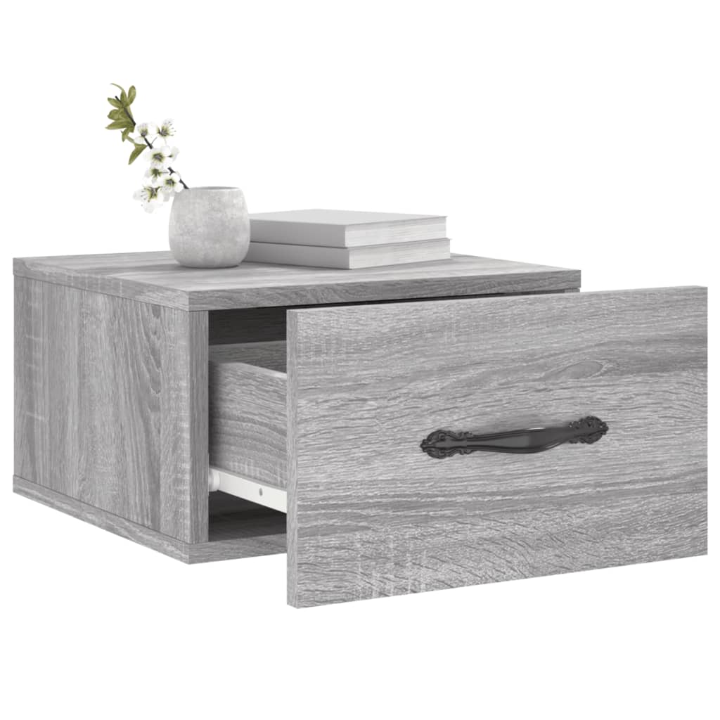 Κομοδίνα Επιτοίχια 2 τεμ. Γκρι Sonoma 35 x 35 x 20 εκ.