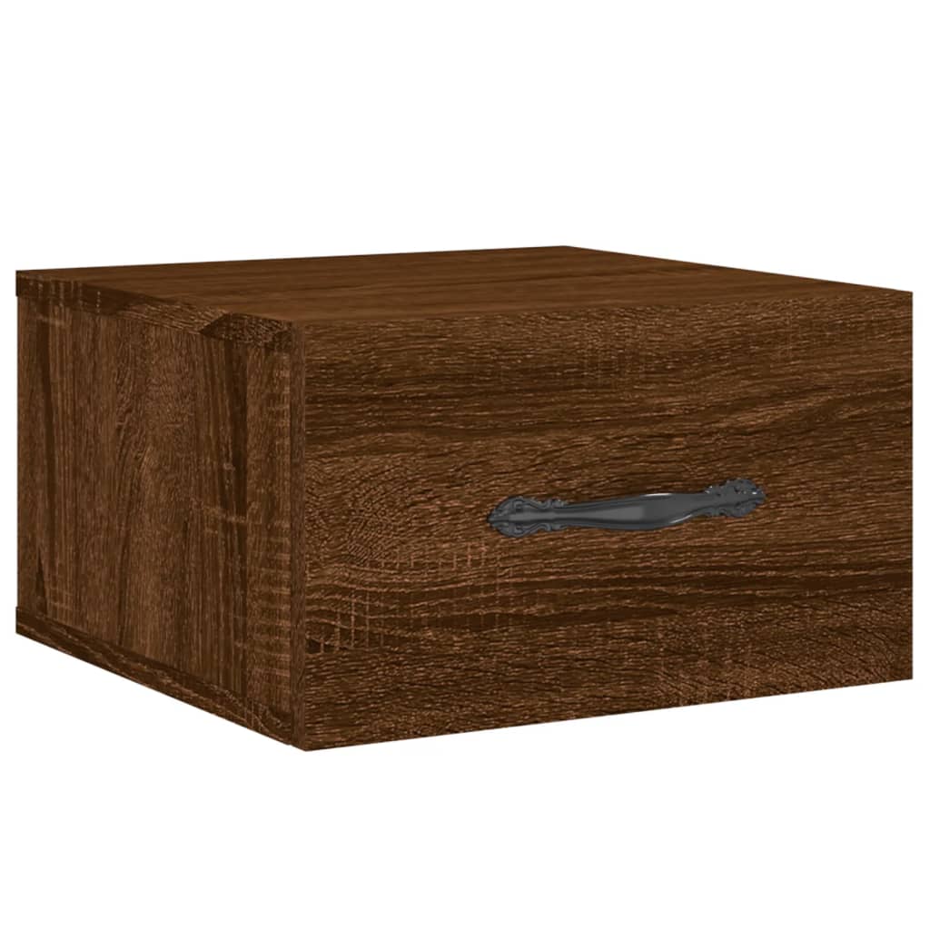 Κομοδίνα Επιτοίχια 2 τεμ. Καφέ Δρυς 35 x 35 x 20 εκ.