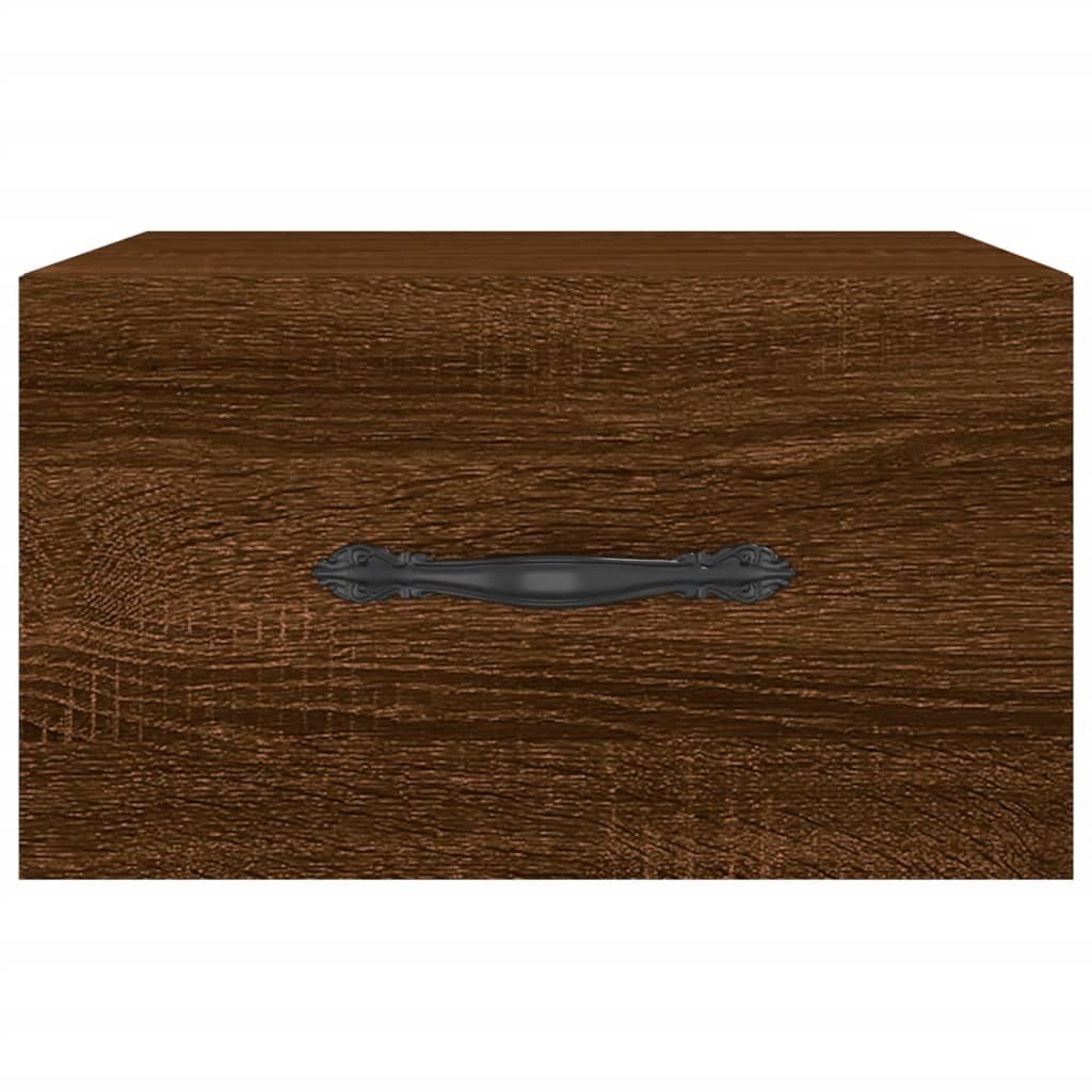 Κομοδίνα Επιτοίχια 2 τεμ. Καφέ Δρυς 35 x 35 x 20 εκ.