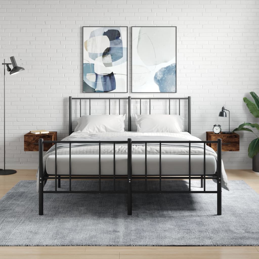 Κομοδίνα Επιτοίχια 2 τεμ. Καπνιστή Δρυς 35x35x20 εκ.