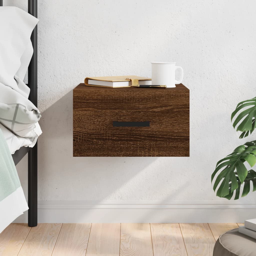 Κομοδίνο Επιτοίχιο Καφέ Δρυς 35 x 35 x 20 εκ.