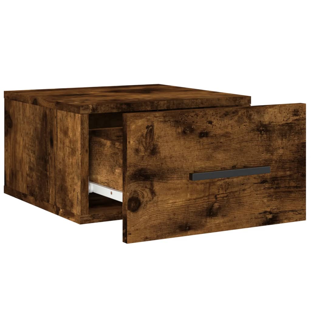 Κομοδίνα Επιτοίχια 2 τεμ. Καπνιστή Δρυς 35x35x20 εκ.