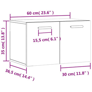 Ντουλάπι Τοίχου Γκρι Sonoma 60x36,5x35 εκ. Επεξεργασμένο Ξύλο