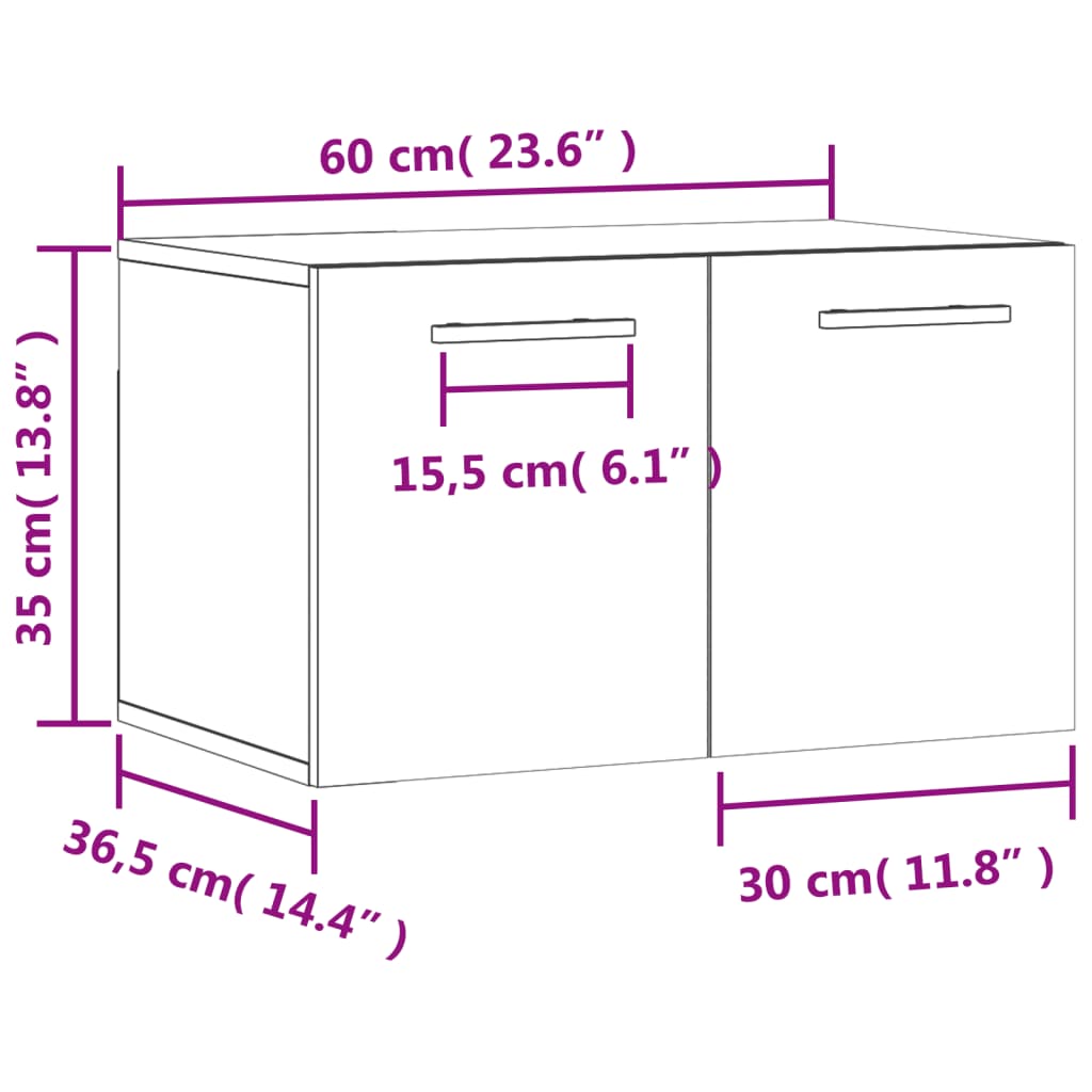 Ντουλάπι Τοίχου Γκρι Sonoma 60x36,5x35 εκ. Επεξεργασμένο Ξύλο - Pakobazaar