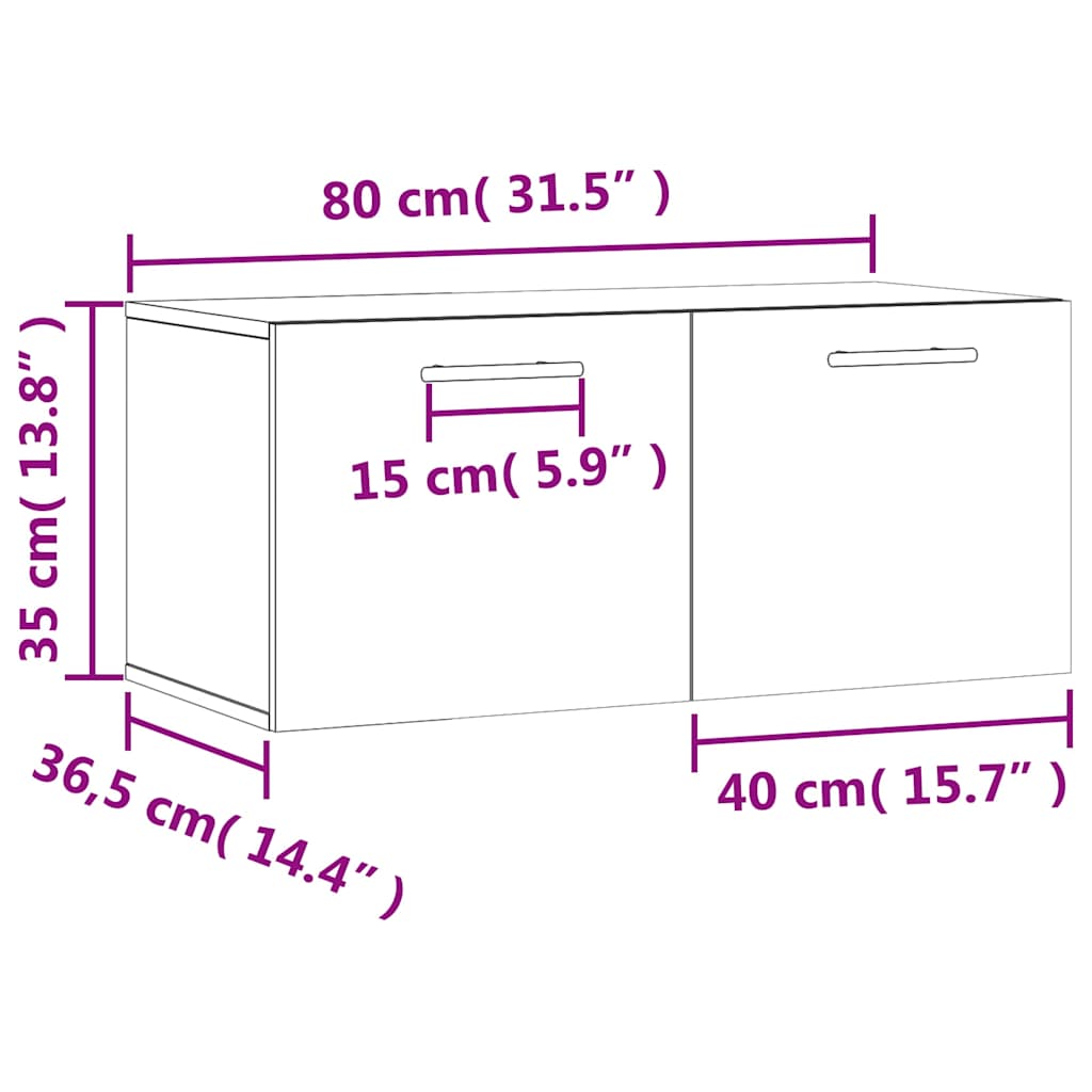 Ντουλάπι Τοίχου Καπνιστή Δρυς 80x36,5x35 εκ. Επεξεργασμένο Ξύλο