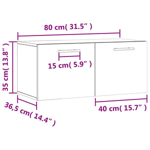 Ντουλάπι Τοίχου Γκρι Sonoma 80x36,5x35 εκ. Επεξεργασμένο Ξύλο