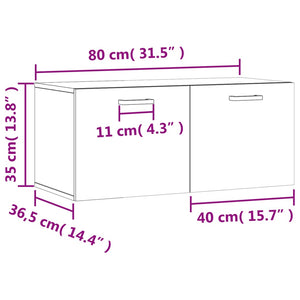 Ντουλάπι Τοίχου Sonoma Δρυς 80x36,5x35 εκ. Επεξεργασμένο Ξύλο - Pakobazaar