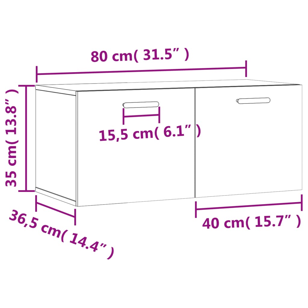 Ντουλάπι Τοίχου Καπνιστή Δρυς 80x36,5x35 εκ. Επεξεργασμένο Ξύλο