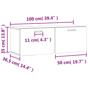 Ντουλάπι Τοίχου Γυαλ. Λευκό 100 x 36,5 x 35 εκ. Επεξεργ. Ξύλο