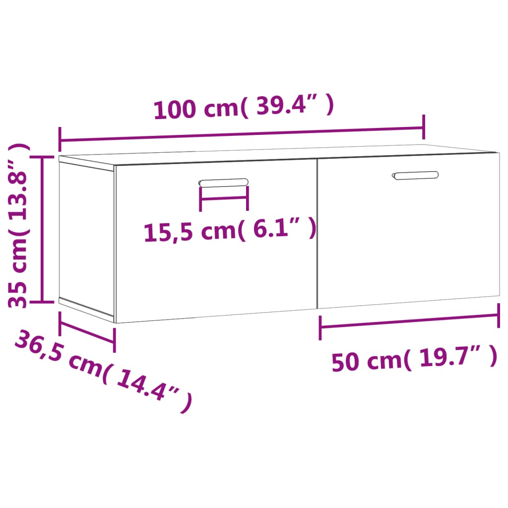 Ντουλάπι Τοίχου Γκρι Sonoma 100x36,5x35 εκ. Επεξεργασμένο Ξύλο