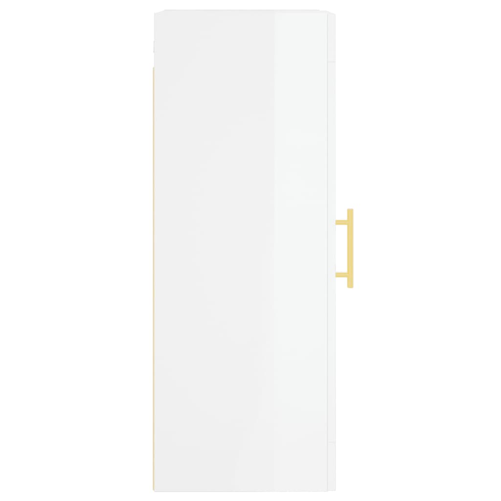 Ντουλάπι Τοίχου Γυαλιστερό Λευκό 34,5 x 34 x 90 εκ. Επεξ. Ξύλο