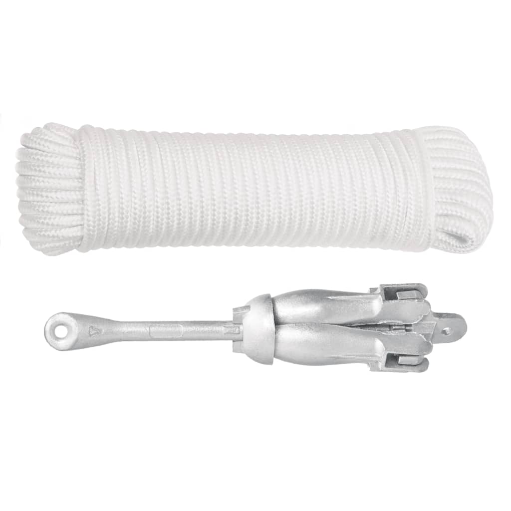 Άγκυρα Πτυσσόμενη με Σχοινί Ασημί 3,2 κιλά από Ελατό Σίδηρο