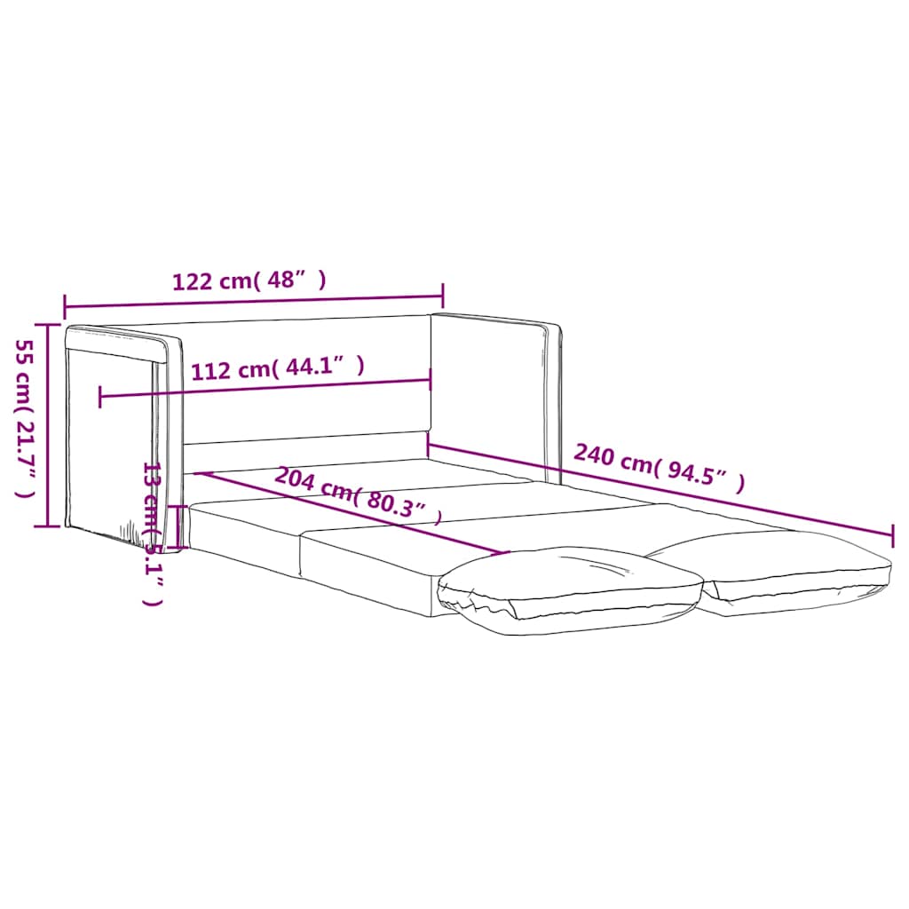 Καναπές-Κρεβάτι Δαπέδου 2 σε 1 Μαύρος 122x204x55 εκ. Βελούδινος