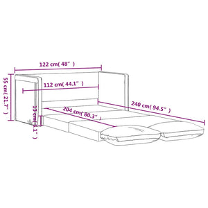 Καναπές-Κρεβάτι Δαπέδου 2 σε 1 Μαύρος 122x204x55 εκ. Βελούδινος