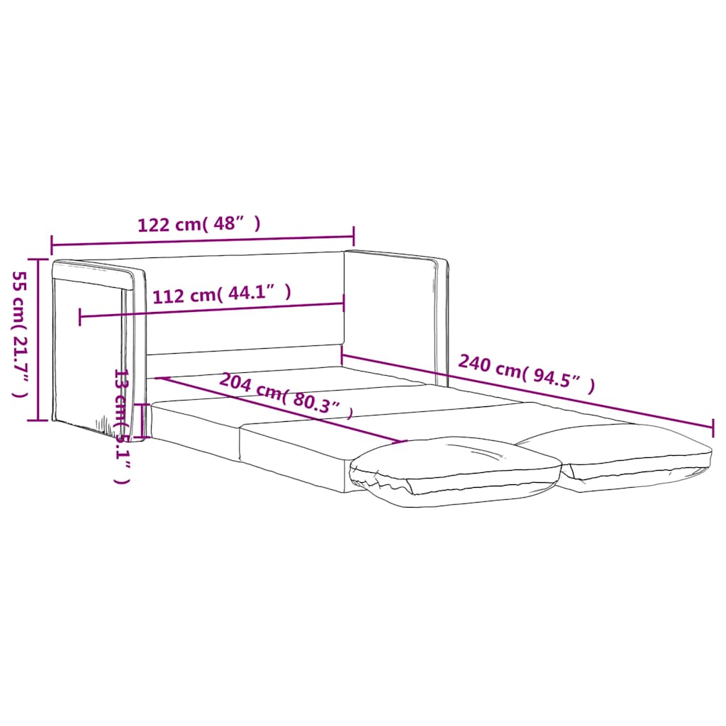 Καναπές-Κρεβάτι Δαπέδου 2 σε 1 Πράσινος 122x204x55 εκ. Βελούδο - Pakobazaar
