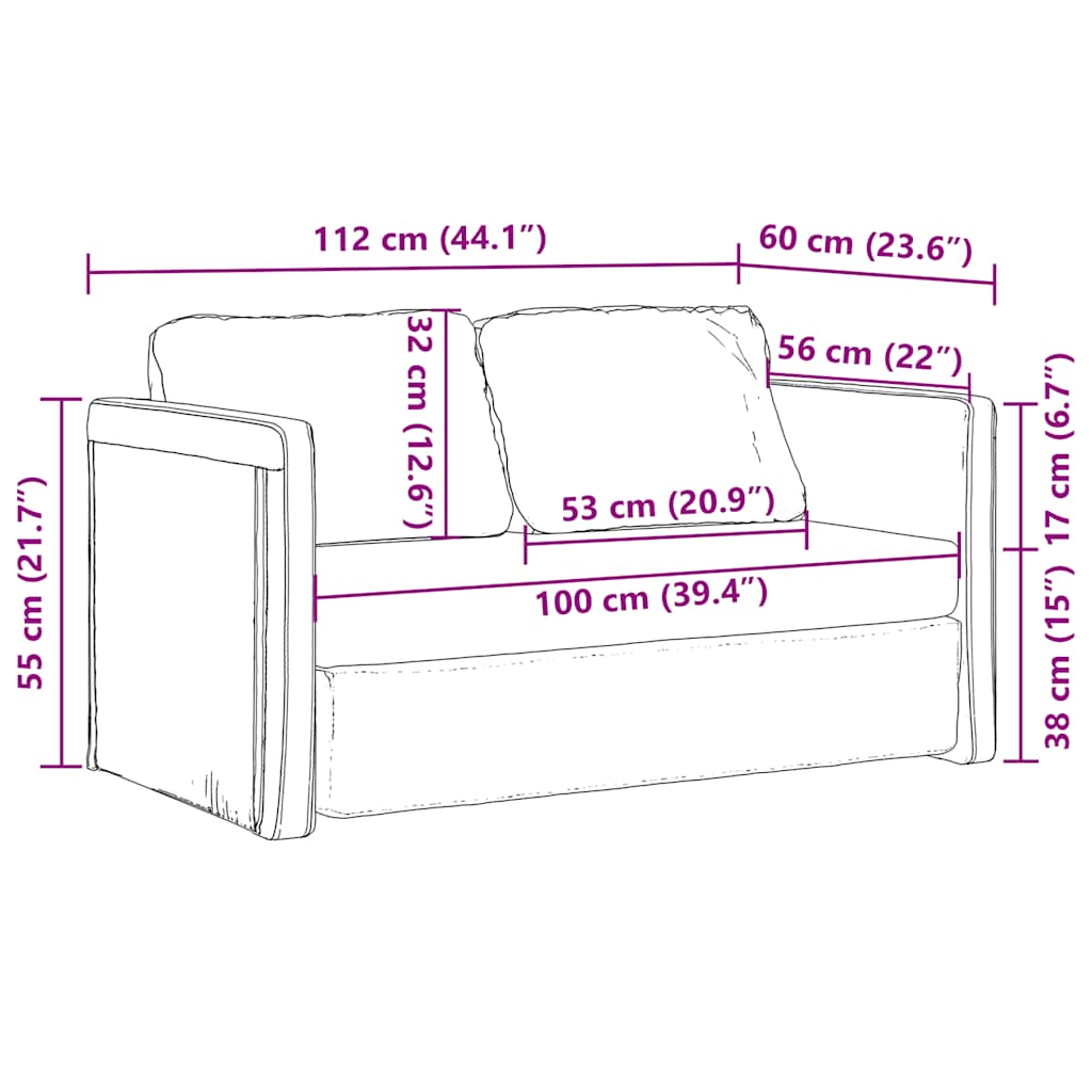 Καναπές-Κρεβάτι Δαπέδου 2 σε 1 Μαύρος 112x174x55 εκ. Ύφασμα
