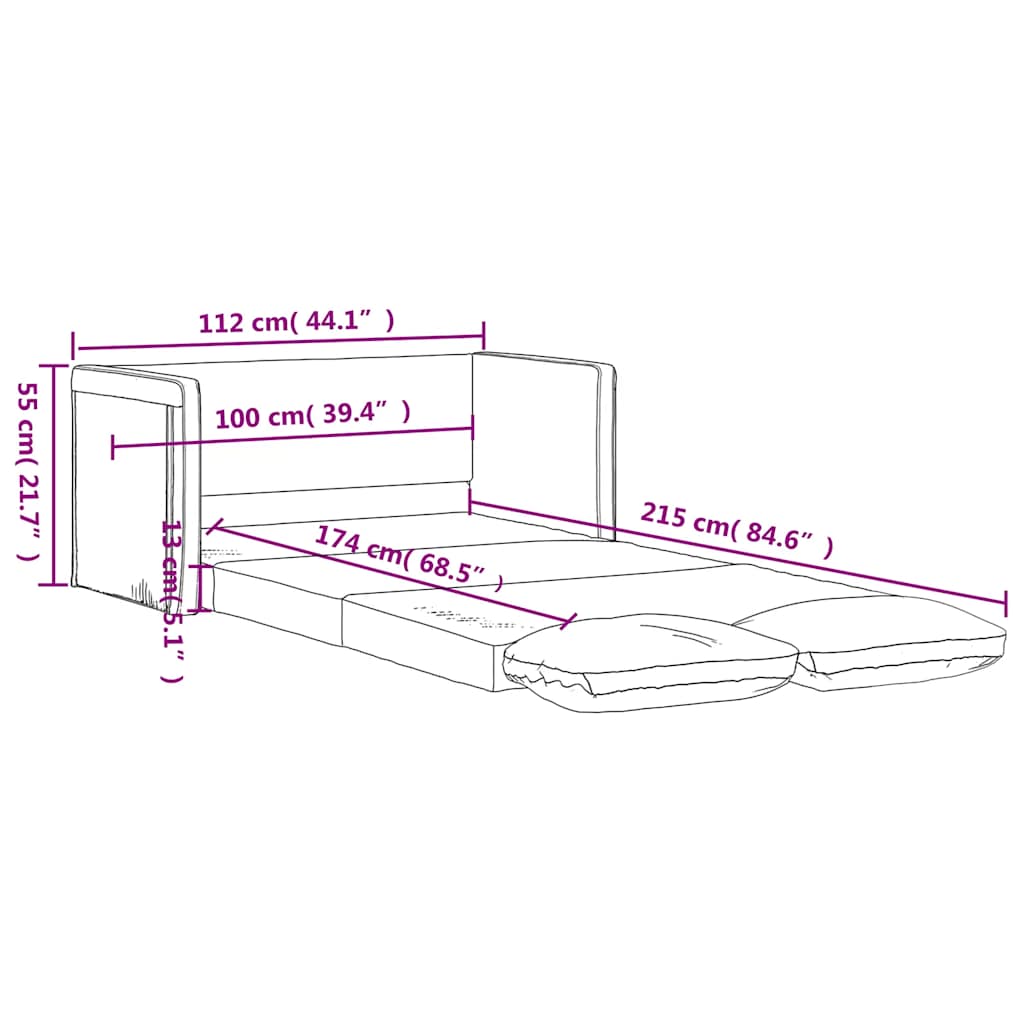 Καναπές-Κρεβάτι Δαπέδου 2 σε 1 Κρεμ 112x174x55 εκ. Ύφασμα