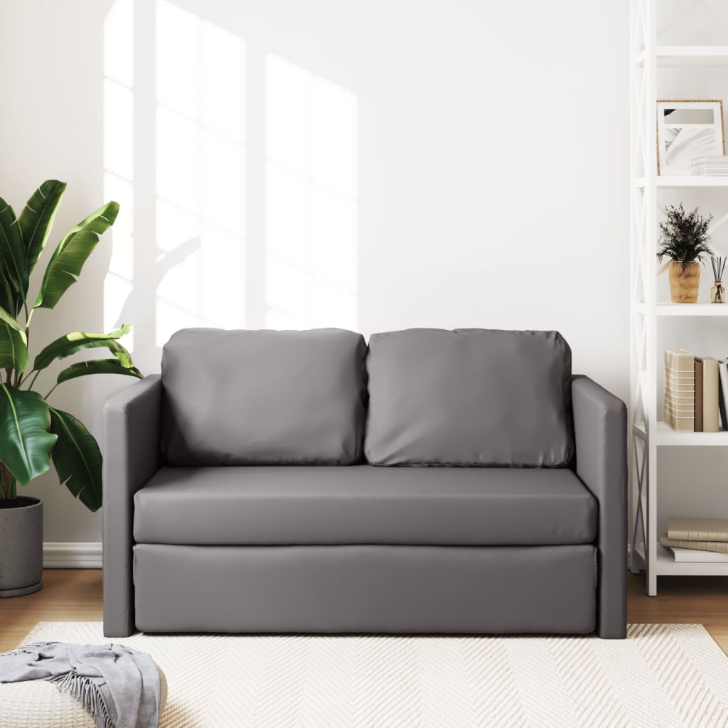 Καναπές-Κρεβάτι Δαπέδου 2 σε 1 Γκρι 112x174x55 εκ. Συνθ. Δέρμα