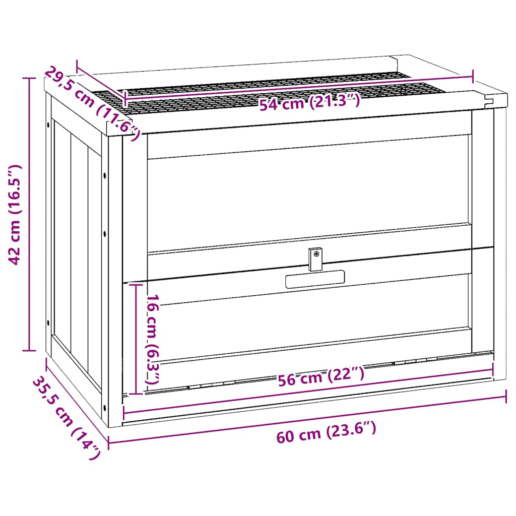 Κλουβί Χάμστερ 60 x 35,5 x 42 εκ. από Μασίφ Ξύλο Ελάτης - PAKOBAZAAR
